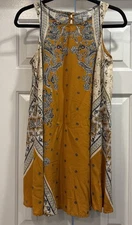 Taylor & Sage Mini Shift Dress Boho Floral Hippie Geometric Print Keyhole Back