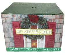 Yankee Candle Retired "CHRISTMAS WREATH" Box of 12 Scented Tea Lights ~RARE ~NEW