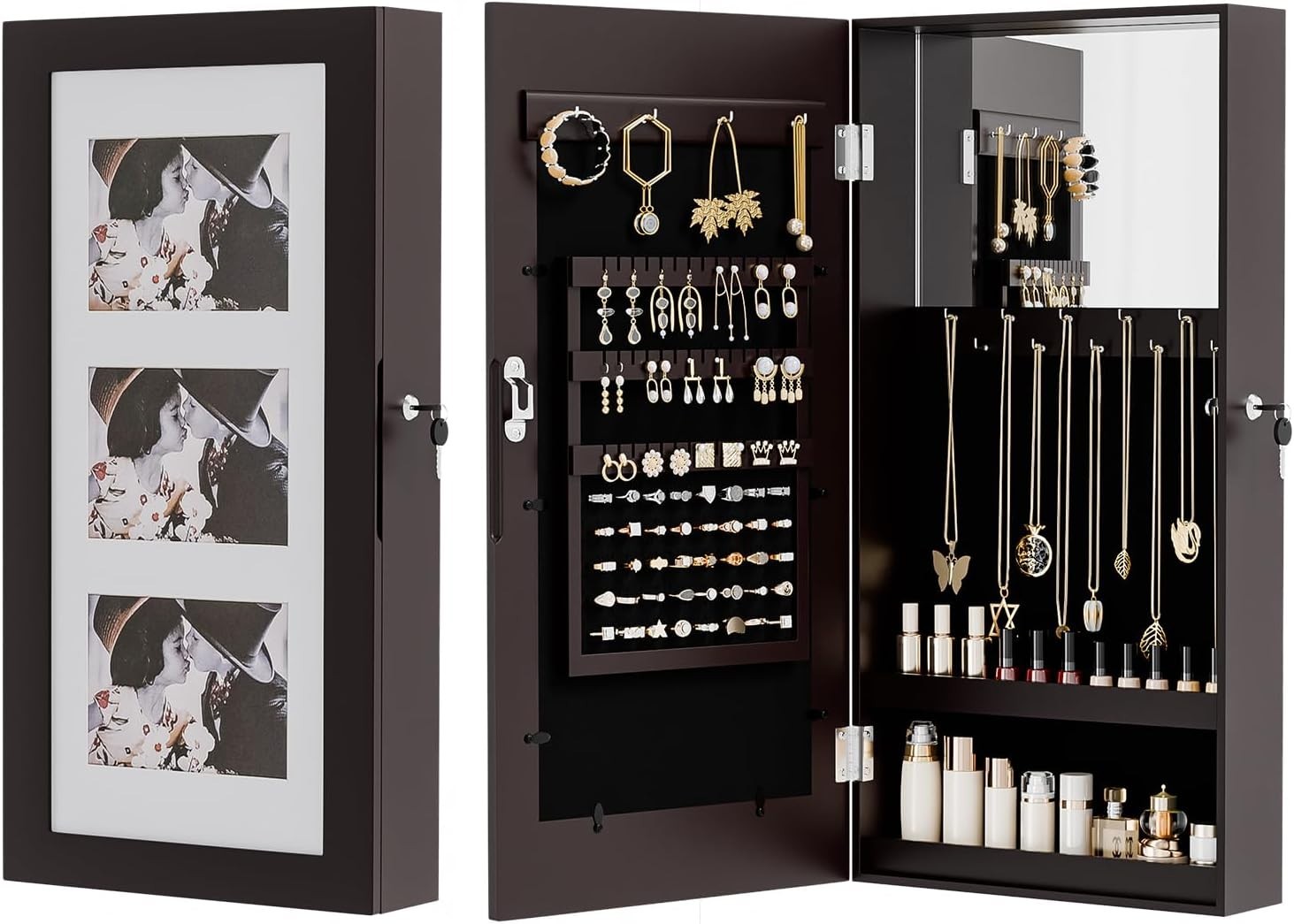 Jewelry Armoire with Photo Frame, Inner Mirror,23.62 x 11.81