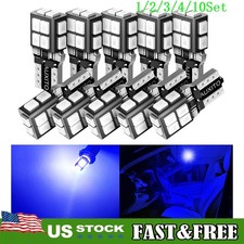 10 T10 Led License Plate Light Bulb Blue Super Bright White 168 2825 194 110set