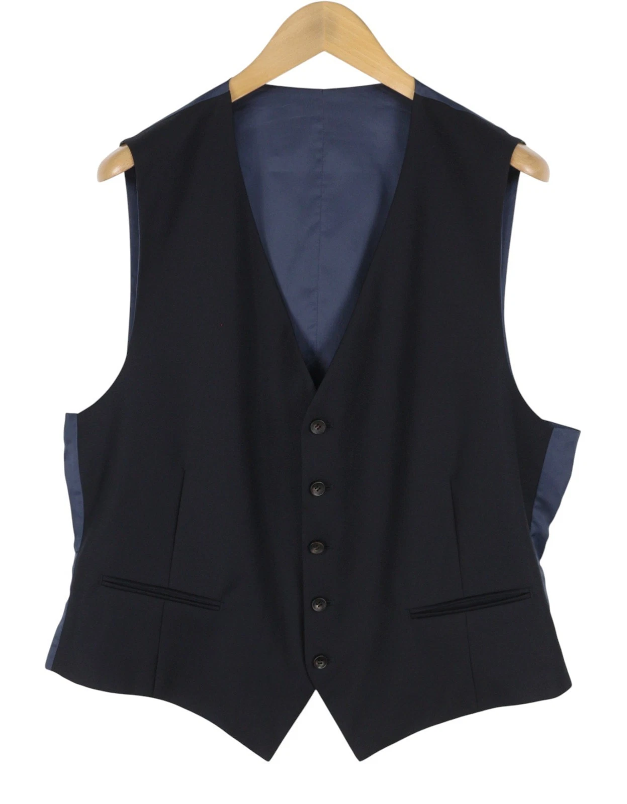 SUITSUPPLY Men Waistcoat Ferrara UK48R Navy Wool Single Breasted Vest DDP - product detail image 2