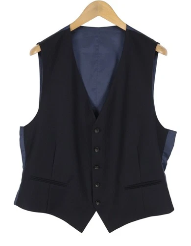 SUITSUPPLY Men Waistcoat Ferrara UK48R Navy Wool Single Breasted Vest DDP image 2