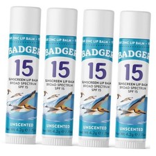 Mineral Sunscreen Lip Balm SPF 15, Reef Safe, Zinc Oxide, Unscented, Travel