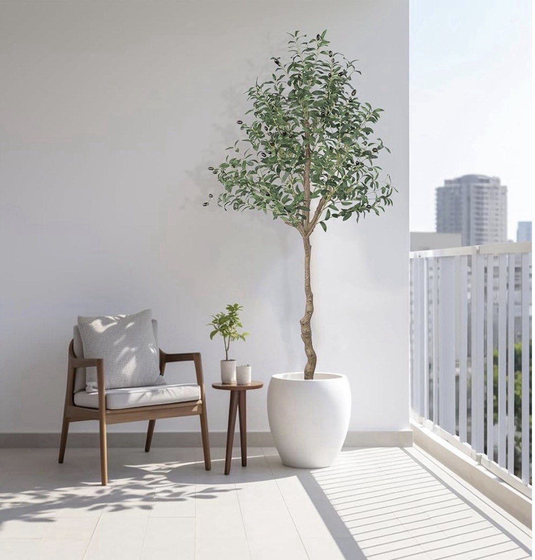 6ft Artificial Olive Tree with Silk Leaves and Fruits in Pot, New