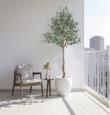 6ft Artificial Olive Tree with Silk Leaves, Fruits, Fake Plant, Pot