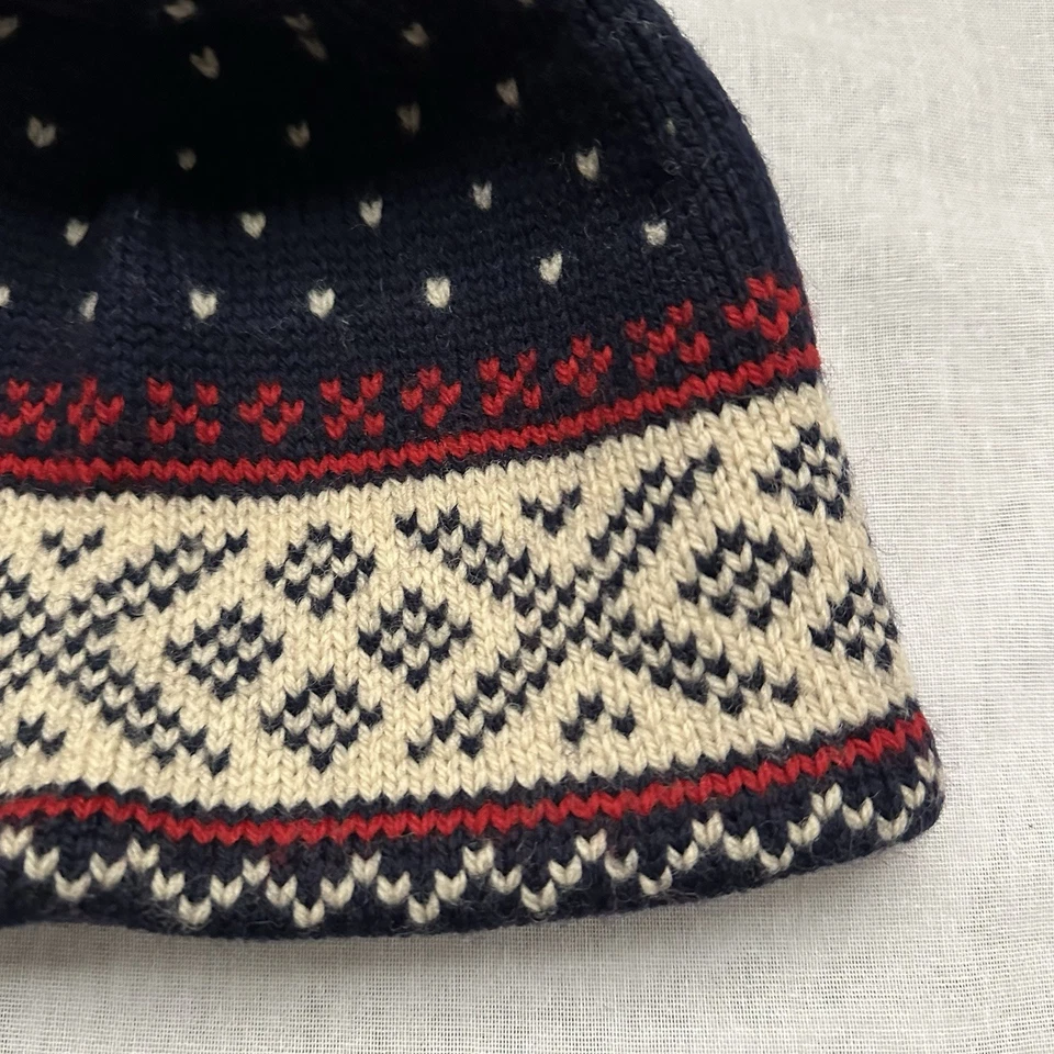 Polo Ralph Lauren 100% Lana Rojo Azul Marino Tejido Gorro De Colección Foto 4 de 4