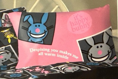 NEW Vintage It's Happy Bunny Pillowcase ''Despising You Makes Me All Warm Inside''