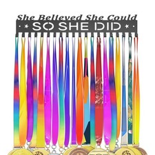Medal Hanger Display for Wall, Race Awards Holder Rack with 20 Hooks, Black