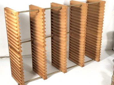Vintage Brass/Wooden 80-84 CD Rack Holder Stand Shelf Storage Organizer Display
