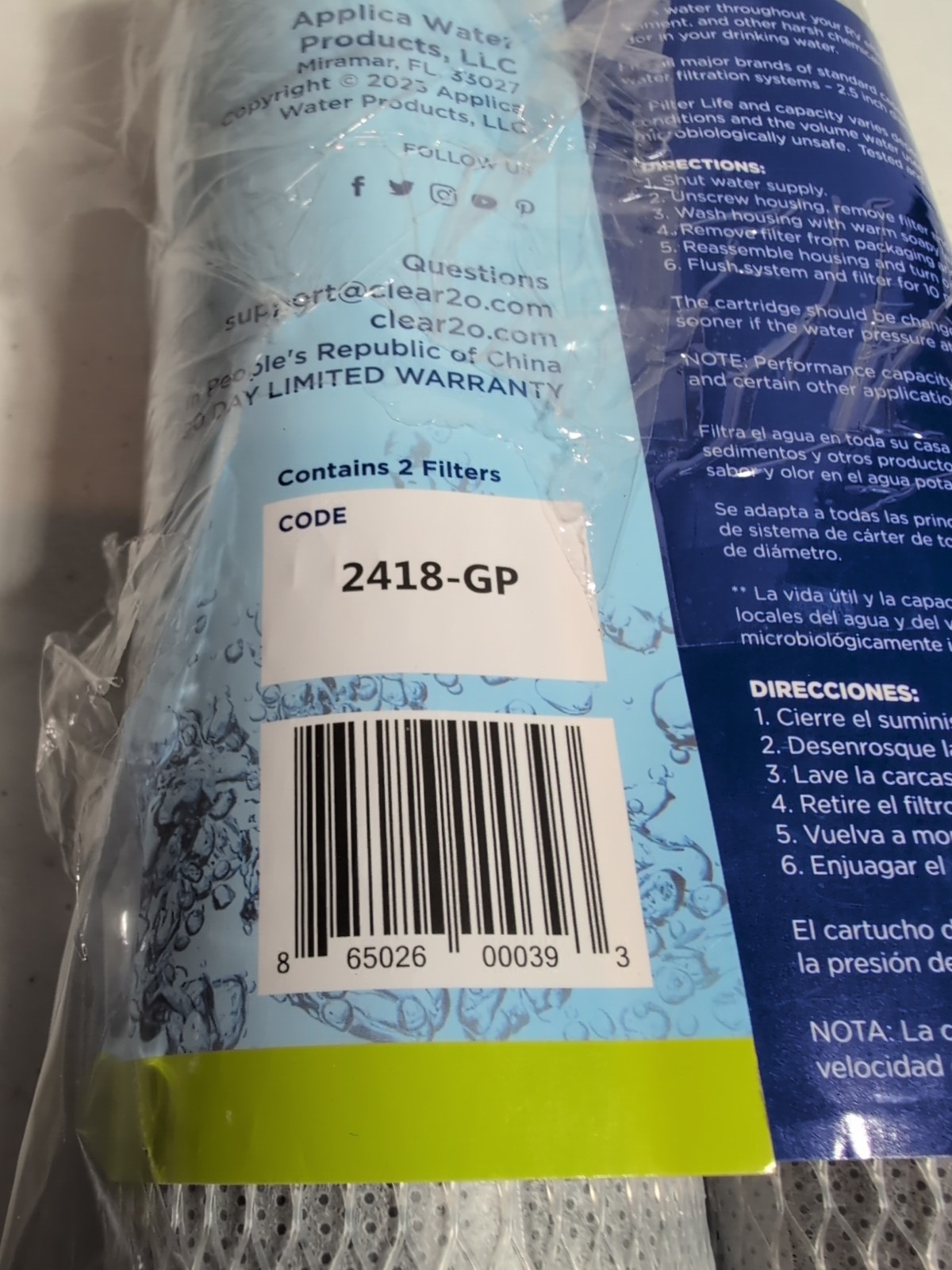 Clear2o CTO1102 5 Micron RV Advanced Carbon 10 inch Block Filter New Open Box
