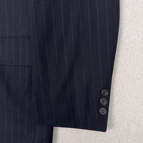 Vintage 90s Brooks Brothers Makers Navy Chalk Stripe Wool 2pc Suit 41R x 34 USA - Picture 8 of 19