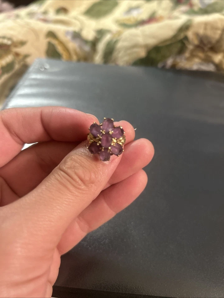 Антикварный женский аметист желтое золото 10 карат - Изображение 2 из 4