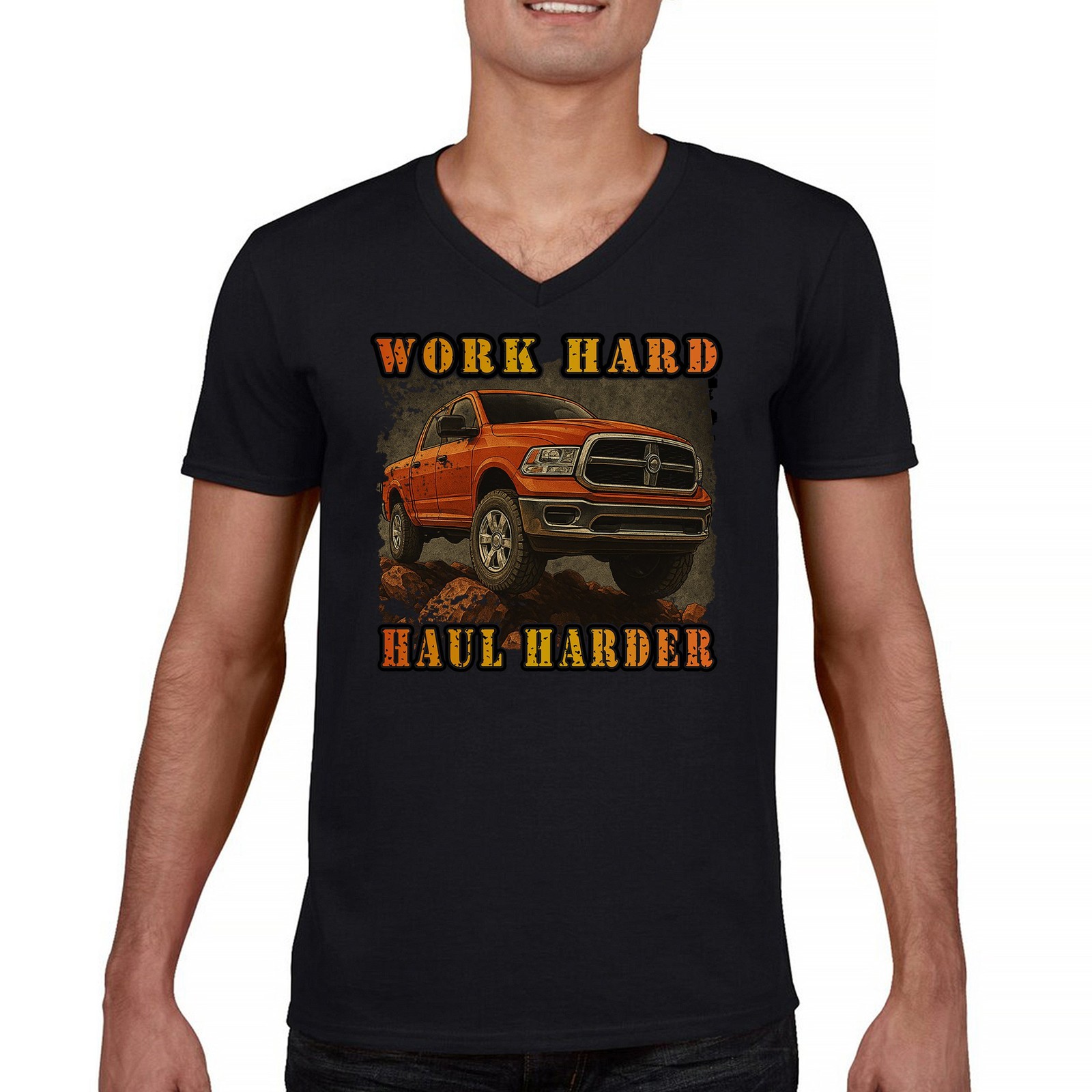 ALTRA T shirt uomo scollo a V Work Hard Haul Harder pickup americano fuoristrada 4x4