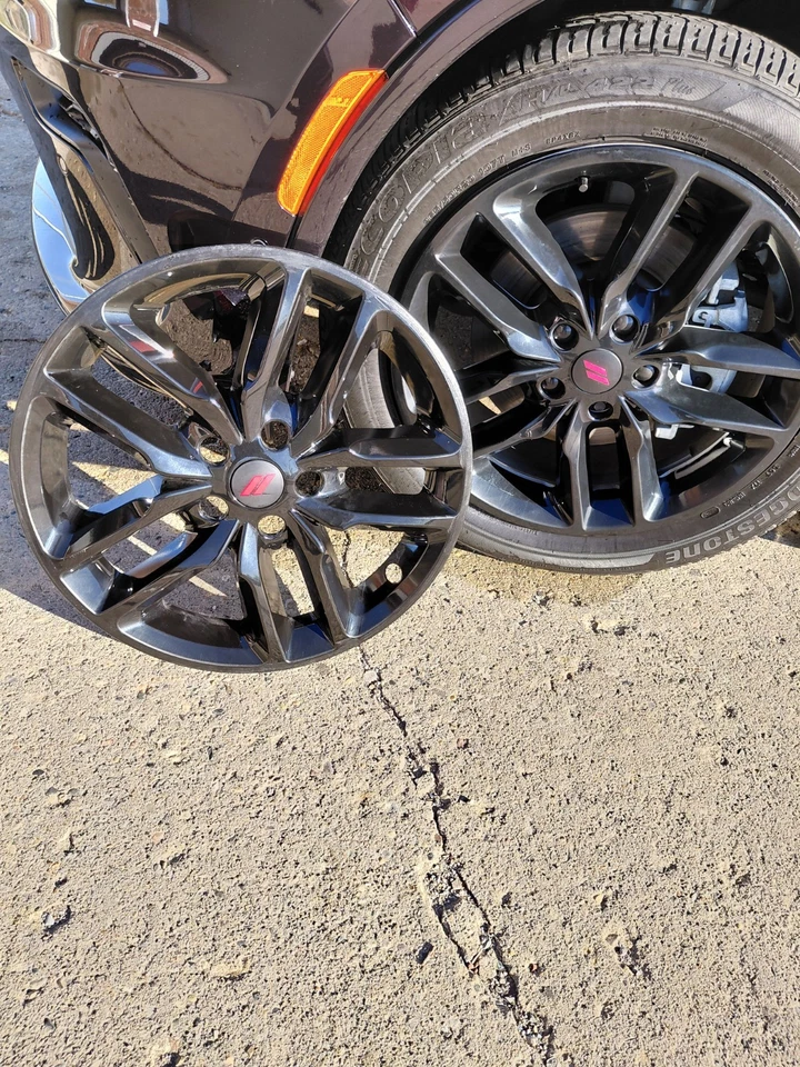 2024 Dodge Durango Rim Skins Wheel Covers 20inch Black with Red Center Caps - Image 2 of 4