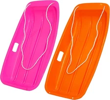 Plastic Snow Sleds for Kids and Adult Durable 35 inches Snow Sleds with Pull Rop