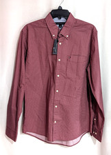Tommy Hilfiger Men's Red Micro Print Long Sleeve Woven Shirt XM05552-600 Sz M