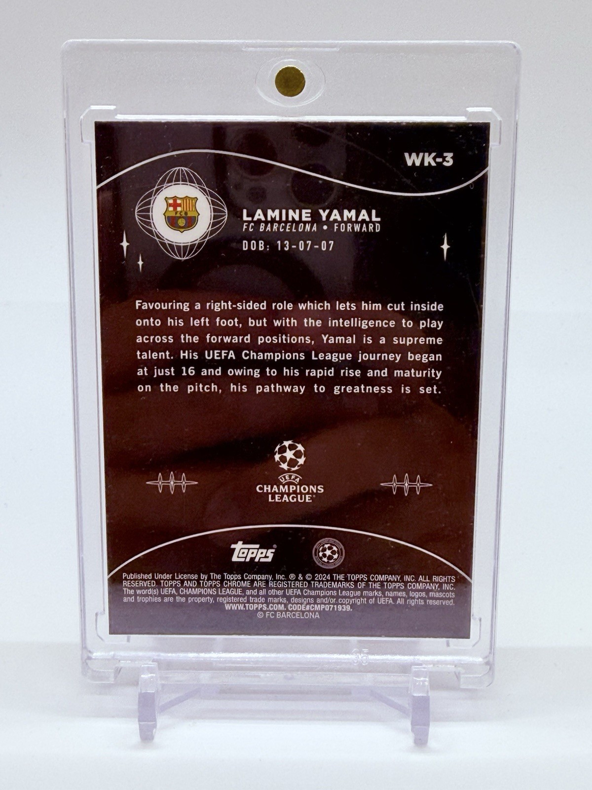 2023-24 Topps Chrome Club Competitions Lamine Yamal #WK-3 Rookie RC Wonderkids view 2