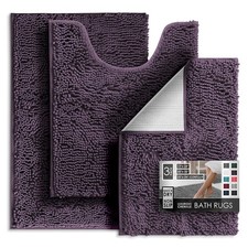 Hearth Harbor Chenille Bath Mat,Machine Washable Non-Slip Rubber Bathroom Rug