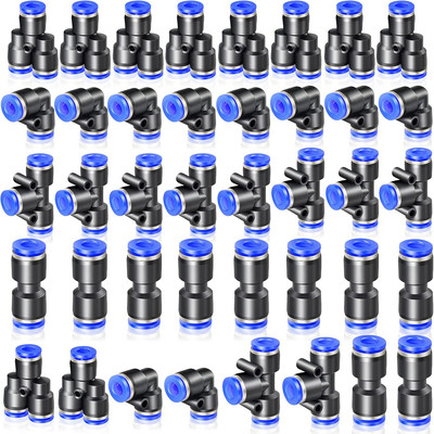 40 Stück 8mm AD Push to Connect Fitting Kits 10 Geraden 10 Winkelstücke 10 T Stü