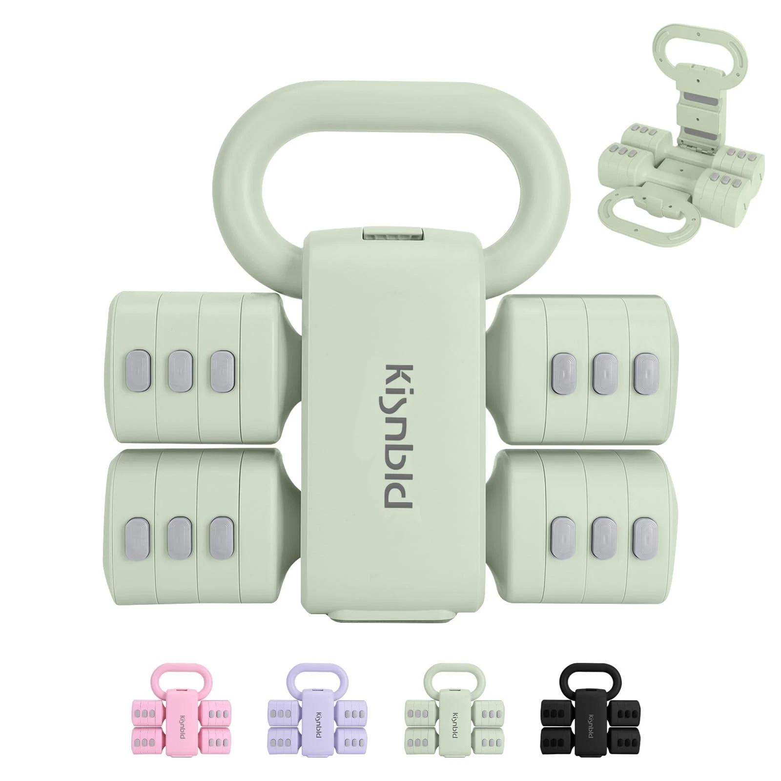 Adjustable Dumbbell Set of 2, 2 in 1 Free Weights Dumbbells Kettlebell Set f...