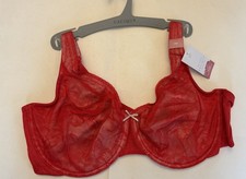 CACIQUE 44D Unlined Full Coverage Lace Bra Red Modern Collection Lane Bryant NEW