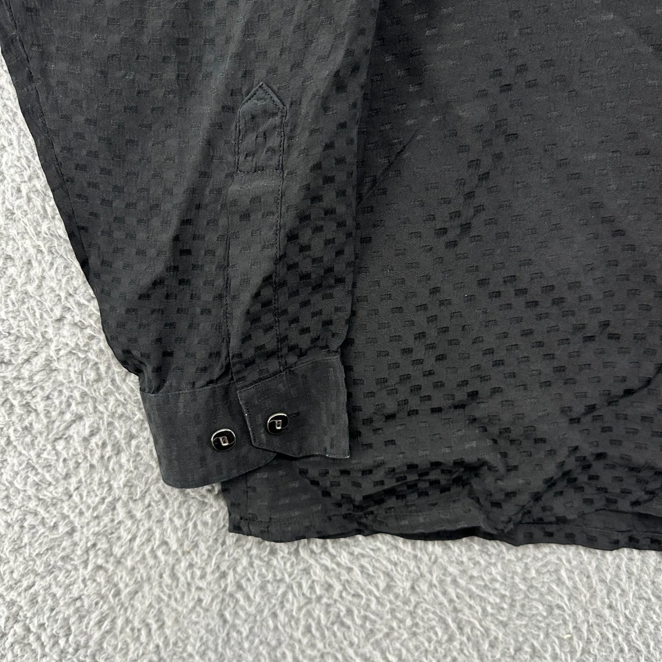 Vintage Genelli Shirt Mens XL Checkered Long Sleeve Disco Button Up Silk Shirt - Image 3 of 4