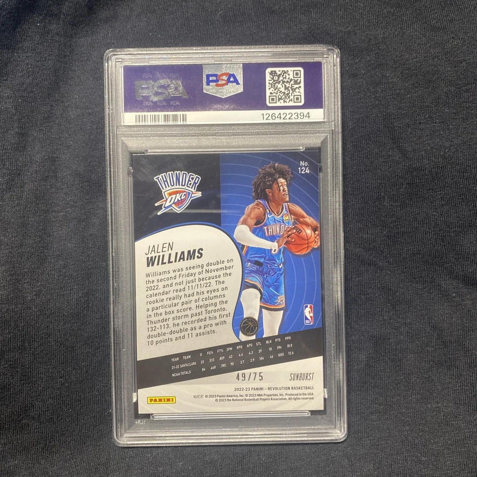 Jalen Williams Sunburst Revolution Rookie SSP #D 49 75 Thunder Rookie RC PSA 9 - Image 2 of 2
