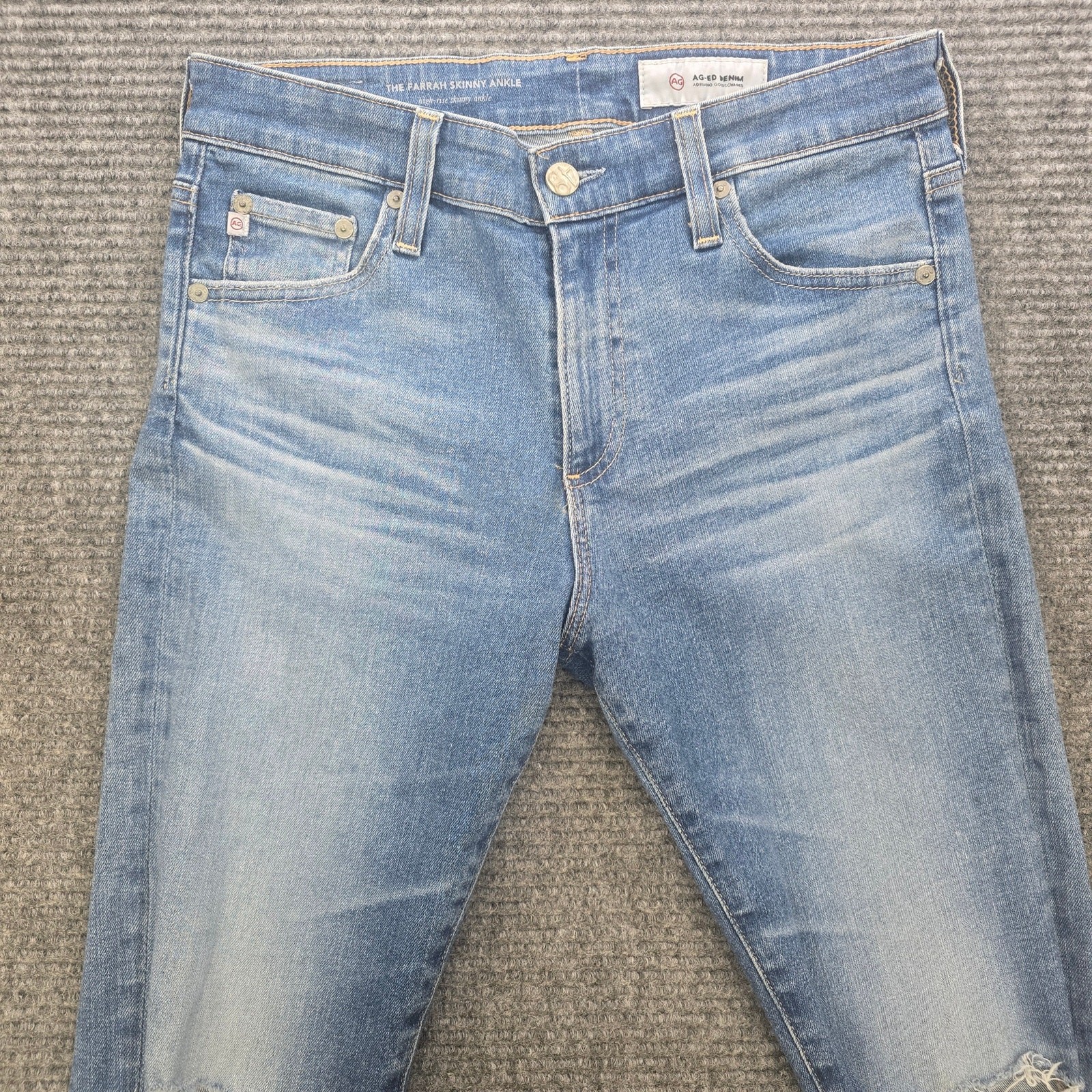 AG Adriano Goldschmied Jeans Womens 28R Blue Farrah Skinny Ankle Distressed thumbnail 4