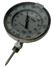 Tel-Tru Dial Thermometer Stem 0-220° F Or -10-100° C Range