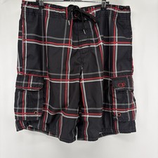 Ocean Pacific OP Plaid Swim Trunks Board Shorts with Pockets M 32-34