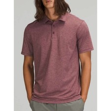 Lululemon Men's Evolution Short Sleeve Polo Shirt in Heathered Red Merlot Small