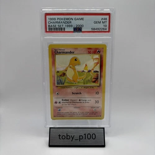 PSA 10 Charmander 46/102 Pokemon Base Set 1999-2000 #49 1999