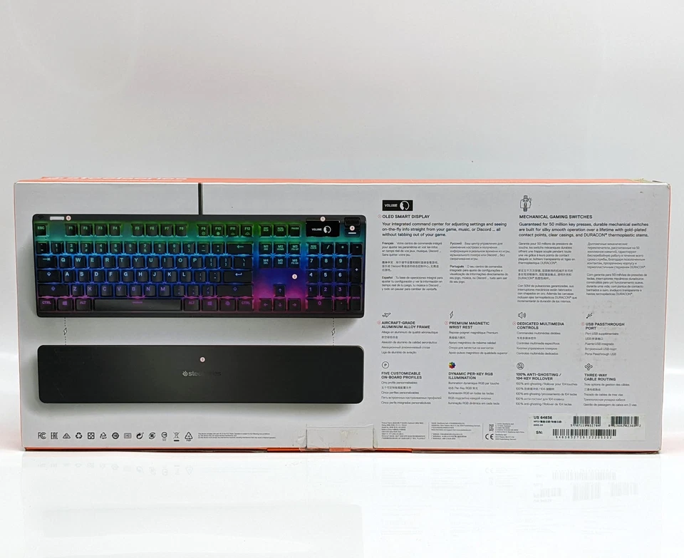 SteelSeries Apex 7 Mechanical Gaming Keyboard Red Linear Switches US64636 - Image 3 of 4