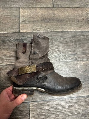 as 98 airstep boots women biker brown leather sz39