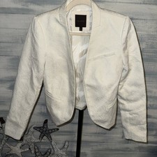 The Limited White Jacquard Blazer Open Front Jacket Size XS