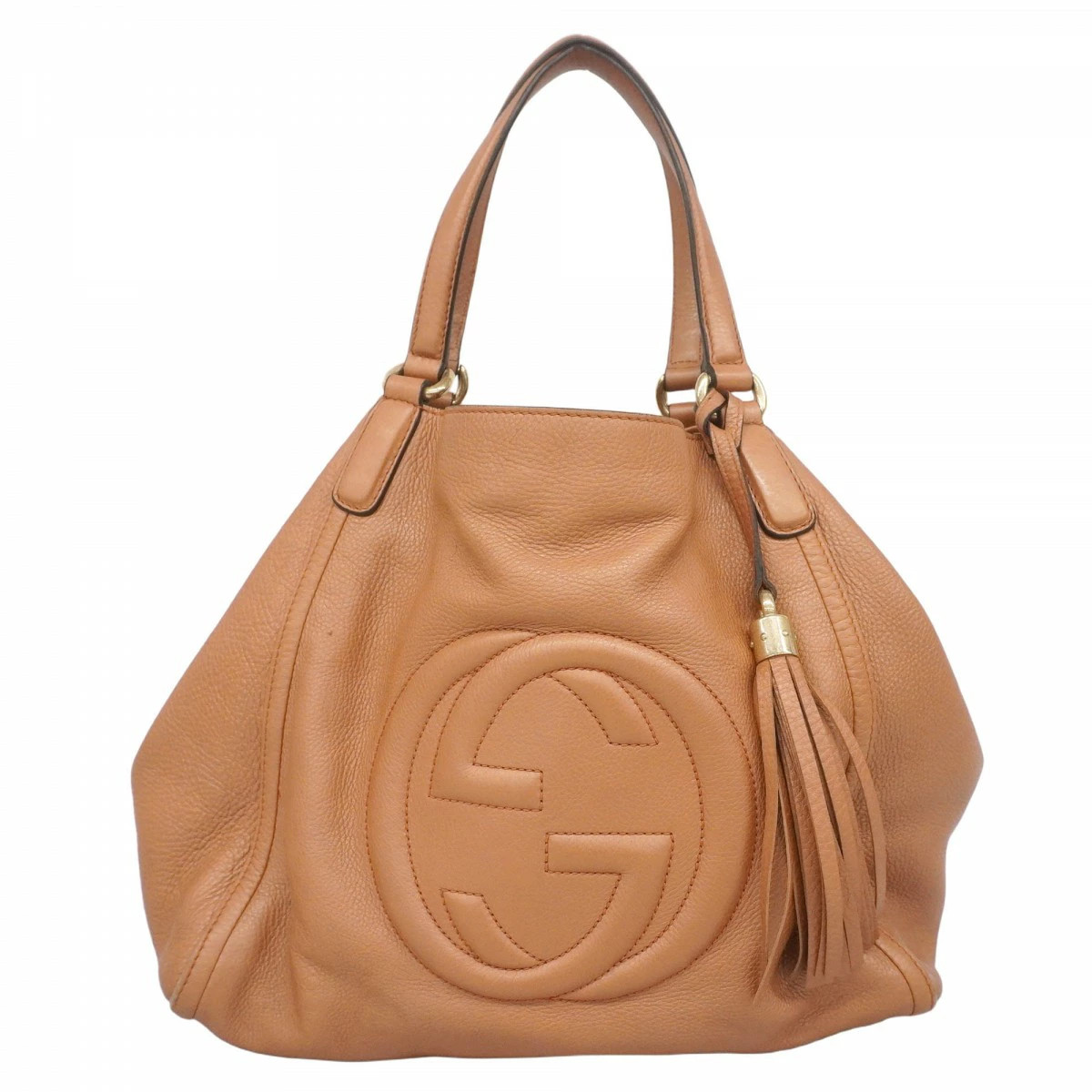 Gucci Soho Leather Tote Bag Orange Champagne Gold Hardware