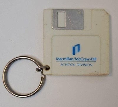Macmillan McGraw Hill School Division Mini Floppy Disc Vintage Keychain Key Ring
