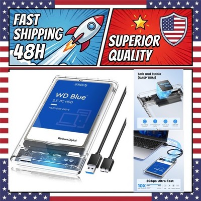 ORICO 2.5'' External Hard Drive Enclosure USB 3.0 to SATA III Tool-Free Clear