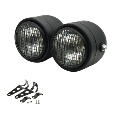 #ad 1Dual Retro Street Motorcycle Double Headlight For Harley YAMAHA Honda Parts New $51.99