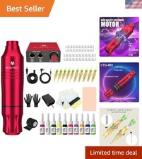 Tattoo Kit,Tattoo Gun Kit for Beginners Rotary Tattoo Machine Pen Kit with 10...