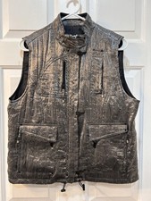 Jamie Sadock Golf Zip Up Metallic Silver Sleeveless Jacket Vest Women Size M