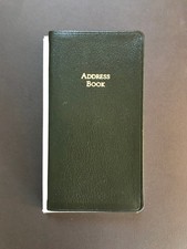 Gumps Black Leather Address Book with Box With Made In Italy Gold Gilt RARE New