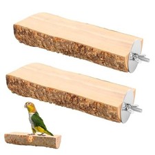 2PCS Natural Wood Bird Perch Platform for Cage - Parrot Perch Stand for