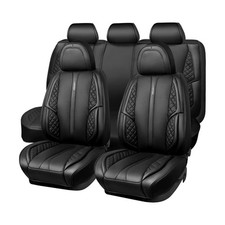 CAR PASS Nappa Leather Car Seat Covers Full Set, Luxury Seat Protector for Ca...