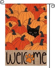 AVOIN colorlife Fall Garden Flag 12x18 Inch Double Sided Outside, Black Cat Autu