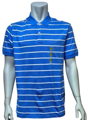 MARKS & SPENCER Mens Blue White Sleeve 100% Cotton Polo Shirt Top MRRP £29.99