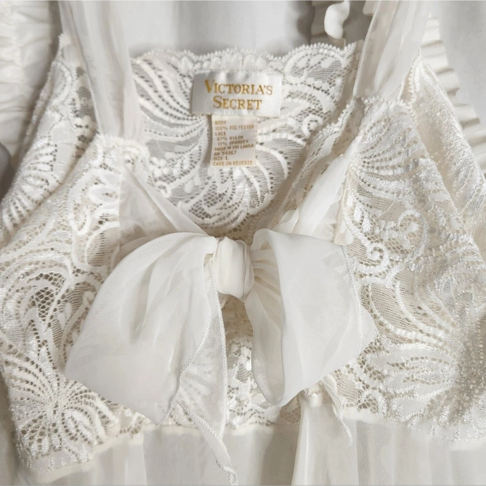 Vestido Victoria's Secret Vintage Etiqueta Dorada Sin Mangas Hadas Encaje Babydoll Talla Grande Foto 3 de 4