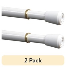 2 Pack 7/16" Adjustable Tension Curtain Rod, 28-48", White