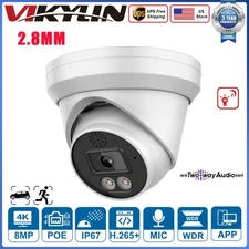 VIKYLIN 8MP IR Turret IP Camera POE Outdoor Waterproof MIC Speaker Surveillance