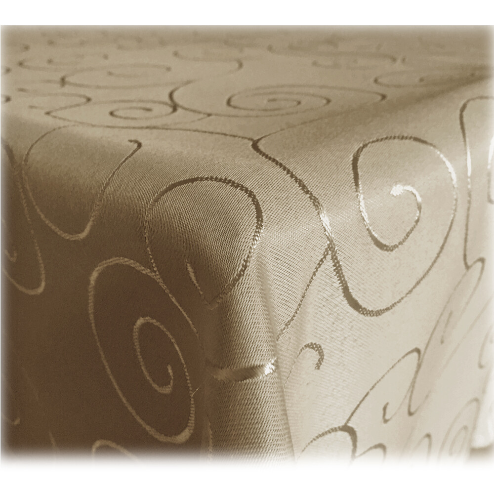 Tischdecke Bronze Ornamente Cappuccino Rund 135cm